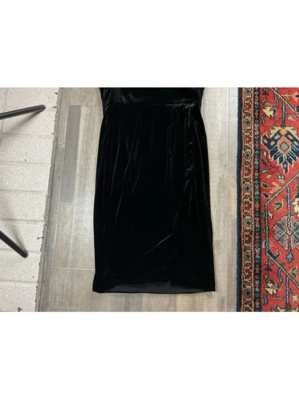 BLACK HALO Black Velvet Dress Midi Bodycon Strech SZ 10 NWT Sleeveless Slit LBD - Picture 8 of 13